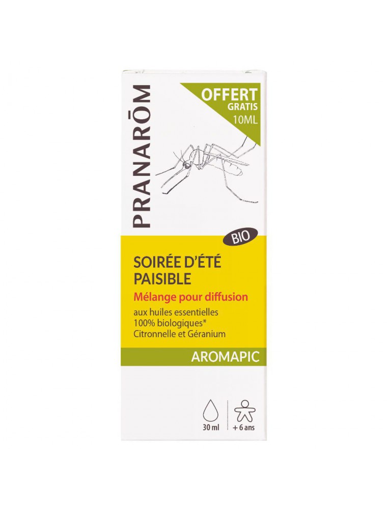 Image principale de la modale pour Soirée d'été paisible Aromapic Bio - Mélange pour diffusion 20 ml et 10 ml offerts - Pranarôm