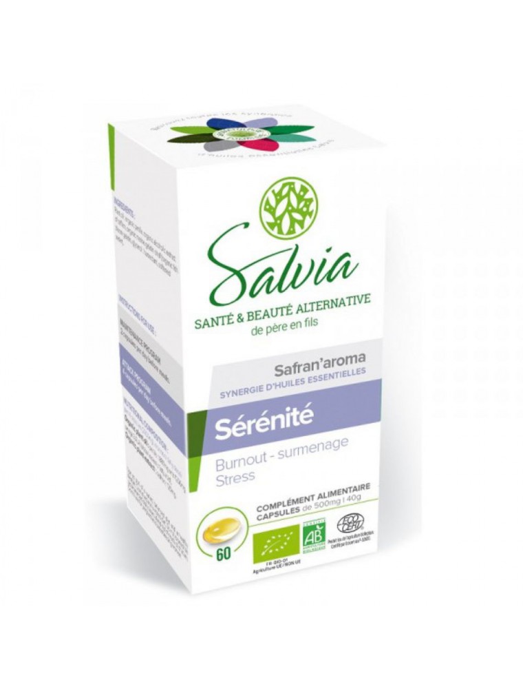 Safran'aroma Bio - Sérénité 60 capsules d'huile essentielle - Salvia Safran'aroma Bio - Sérénité 60 capsules d'huile essentielle - Salvia