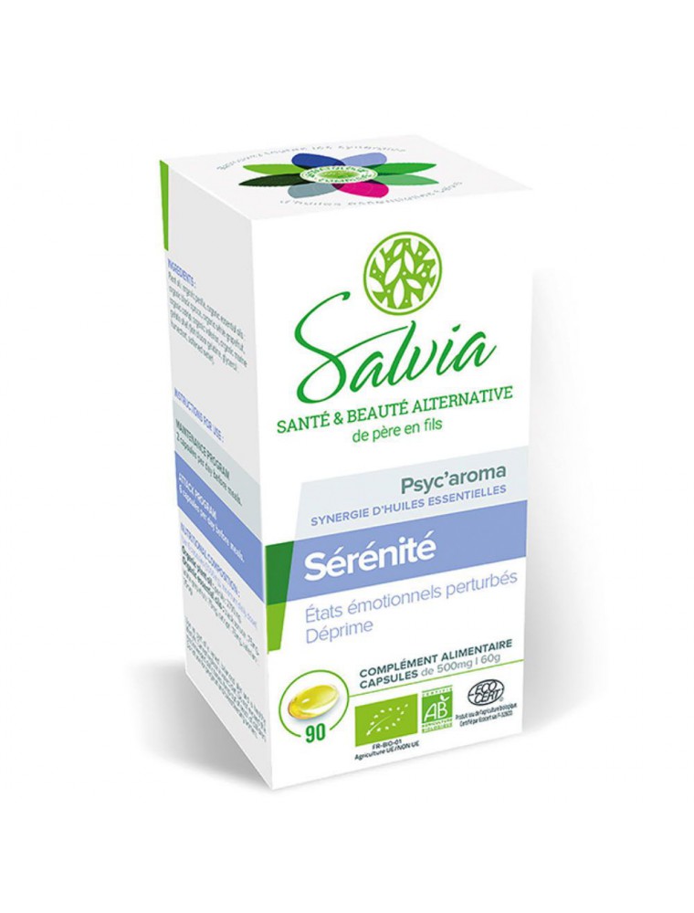Psyc'aroma Bio - Sérénité 90 capsules d'huile essentielle - Salvia Psyc'aroma Bio - Sérénité 90 capsules d'huile essentielle - Salvia