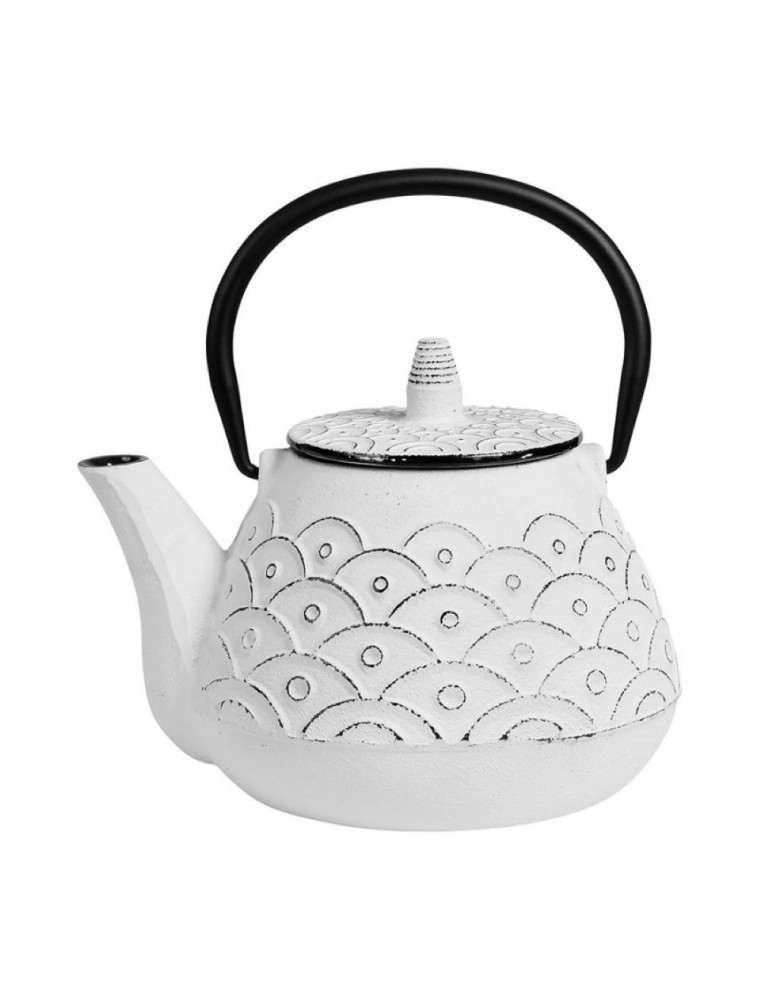 Théière en fonte Blanche Vagues 1 Litre avec son filtre Théière en fonte Blanche Vagues 1 Litre avec son filtre