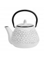 Image de White Cast Iron Teapot Waves 1 Litre with its filter via Buy Fleur de thés Mango - White Tea and Marigold - Natté à la