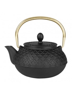 Image de Black cast iron teapot Rosaces 0,8 Litre with its filter depuis Cast iron, porcelain or glass teapots for aesthetic brewing
