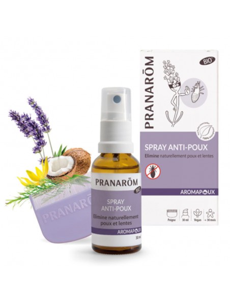 Aromapoux Bio - Spray anti-poux Lotion capillaire + peigne 30 ml - Pranarôm