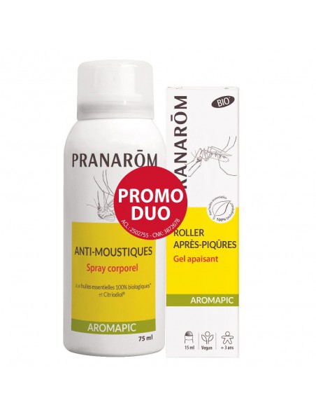 Aromapic Spray corporel Bio et Roller après-piqûres Bio Bio - Anti-moustiques - Pranarôm