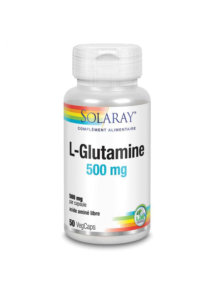 Image principale de la modale pour L-Glutamine 500 mg - Digestion et Flore intestinale 50 capsules végétales - Solaray