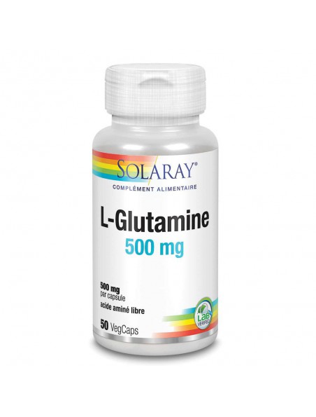 Achetez L-Glutamine 500 mg - Digestion et Flore intestinale 50 capsules végétales - Solaray à l'herboristerie Louis Image principale de L-Glutamine 500 mg - Digestion et Flore intestinale 50 capsules végétales - Solaray