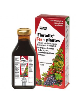 Image de Floradix Fer + plantes - Tonique 250 ml - Salus via Tamaris Macérât de bourgeon Bio - Circulation - Herbiolys