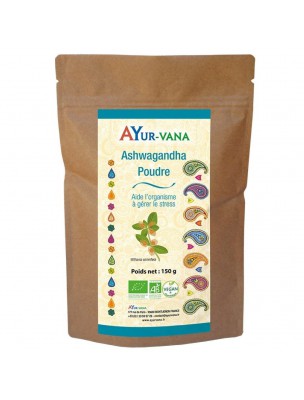 Image de Ashwagandha poudre Bio - Stress 150 grammes - Ayur-Vana depuis Commandez les produits Ayur-vana à l'herboristerie Louis