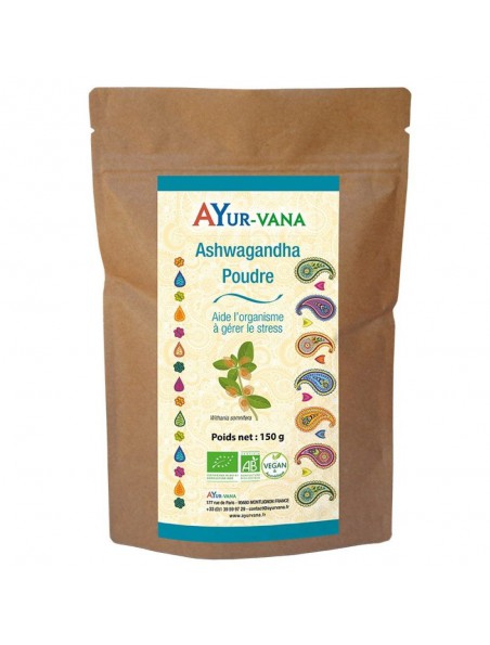 Image principale de Ashwagandha poudre Bio - Stress 150 grammes - Ayur-Vana