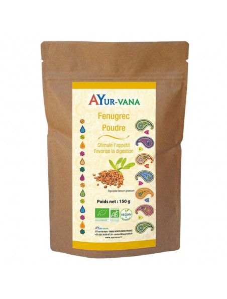 Achetez Fenugrec poudre Bio - Digestion et Appétit 150 grammes - Ayur-Vana à l'herboristerie Louis Image principale de Fenugrec poudre Bio - Digestion et Appétit 150 grammes - Ayur-Vana