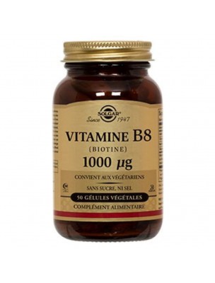 Image de Biotin (Vitamine B8) 1000 ug - Chute des cheveux 50 gélules végétales - Solgar via Vitamine B9 (acide folique) 400 ug - Solgar