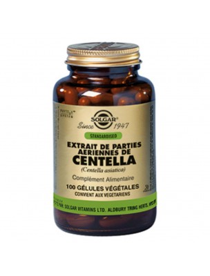 Image de Centella asiatica - Circulation and cellulite 100 vegetarian capsules - Solgar via Buy Psyllium blond - Transit and appetite suppressant 200 capsules -