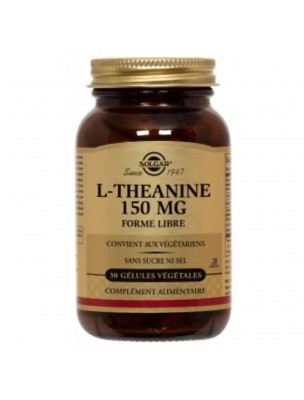 Image de L-Theanine 150 mg - Mental and physical stress 30 vegetarian capsules - Solgar depuis Amino acids necessary for the body