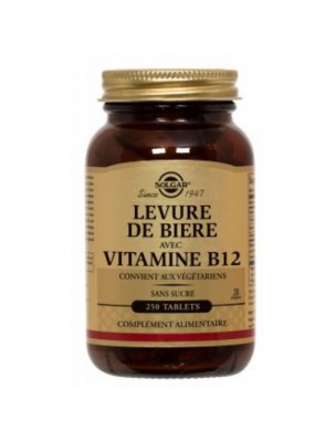 Image de Levure de bière et vitamine B12 - Carence alimentaire, beauté de la peau, des cheveux et des ongles 250 comprimés - Solgar depuis PrestaBlog