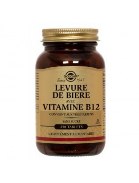 Image principale de Levure de bière et vitamine B12 - Carence alimentaire, beauté de la peau, des cheveux et des ongles 250 comprimés - Solgar