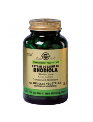 Image de Rhodiola - Stress et Fatigue 60 gélules végétales - Solgar via Solgar Neuro Nutrients - Stimulant Mémoire et Anti-Stress