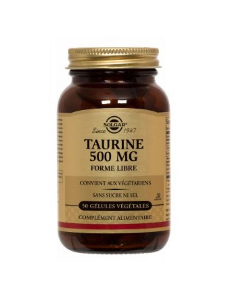 Image principale de la modale pour Taurine 500 mg - Stress et récupération sportive 50 gélules végétales - Solgar