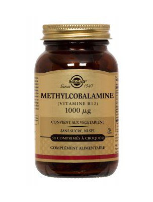 Image de Vitamine B12 (Méthylcobalamine) 1000 ug - Fixation du fer 30 comprimés à croquer - Solgar depuis Herboristerie Louis - Produits de phytothérapie et d'herboristerie en ligne (179)