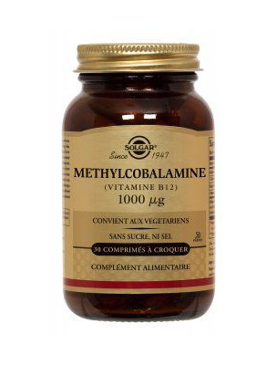 Image de Vitamine B12 (Méthylcobalamine) 1000 ug - Fixation du fer 30 comprimés à croquer - Solgar depuis Produits de phytothérapie en ligne (97)