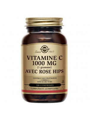 Image de Vitamine C 1000 mg au cynorrhodon - Défenses immunitaires 100 comprimés - Solgar depuis Ester-C Plus 500 mg - Solgar