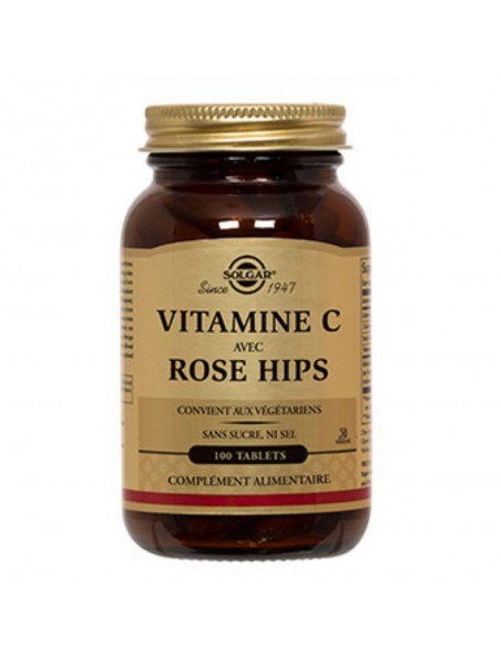 Achetez Vitamine C 500 mg au cynorrhodon - Défenses immunitaires 100 comprimés - Solgar à l'herboristerie Louis Image principale de Vitamine C 500 mg au cynorrhodon - Défenses immunitaires 100 comprimés - Solgar