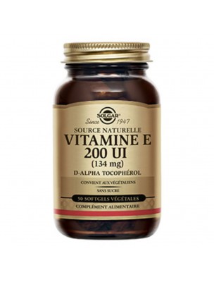 Image de Vitamine E 200 UI (132 mg) - Antioxydant 50 softgels - Solgar depuis La vitamine E aux actions stimulantes et prévoyante