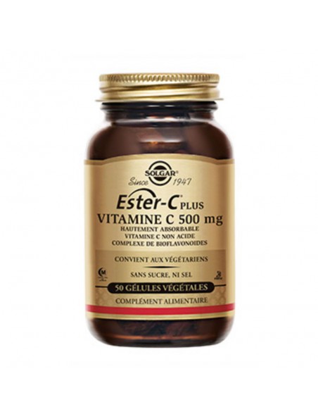 Image principale de Ester-C Plus 500 mg - Défenses immunitaires 50 gélules végétales - Solgar