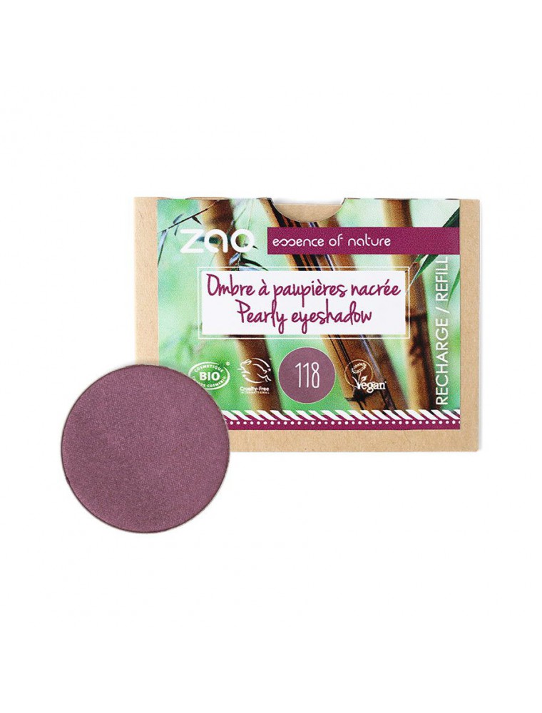 Recharge Ombre à paupières nacrée Bio - Prune 118 3 grammes - Zao Make-up Recharge Ombre à paupières nacrée Bio - Prune 118 3 grammes - Zao Make-up
