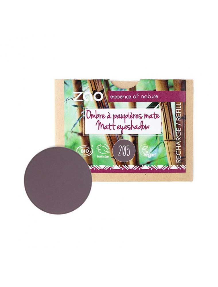 Recharge Ombre à paupières mate Bio - Violet sombre 205 3 grammes - Zao Make-up Recharge Ombre à paupières mate Bio - Violet sombre 205 3 grammes - Zao Make-up