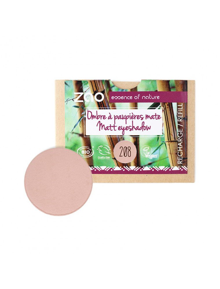 Recharge Ombre à paupières mate Bio - Nude 208 3 grammes - Zao Make-up Recharge Ombre à paupières mate Bio - Nude 208 3 grammes - Zao Make-up