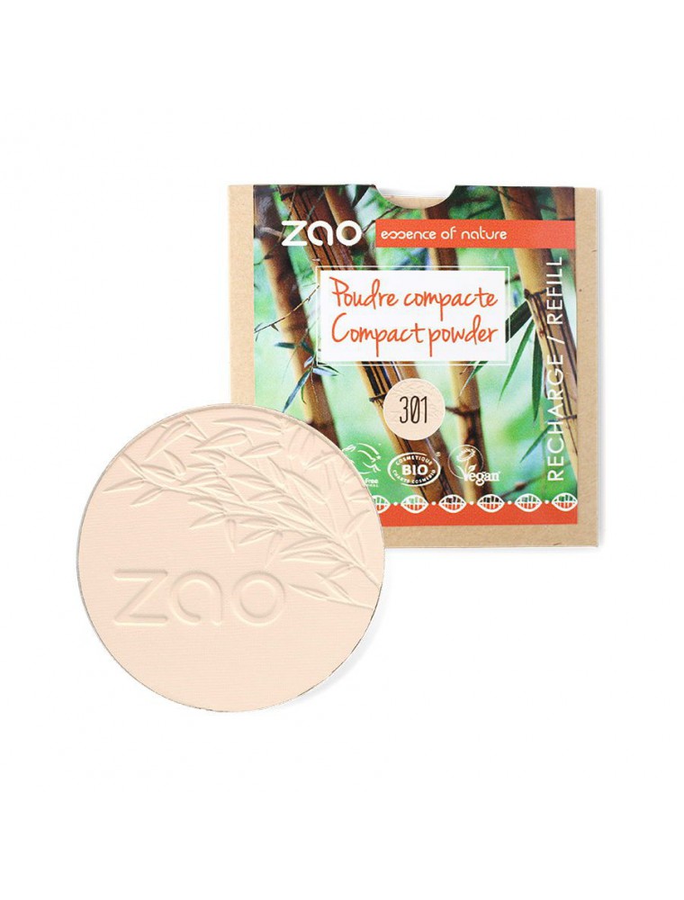 Image principale de la modale pour Recharge Poudre Compacte Bio - Ivoire 301 9 grammes - Zao Make-up