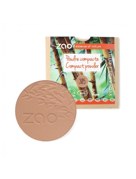 Image principale de Recharge Poudre Compacte Bio - Chocolat au lait 305 9 grammes - Zao Make-up