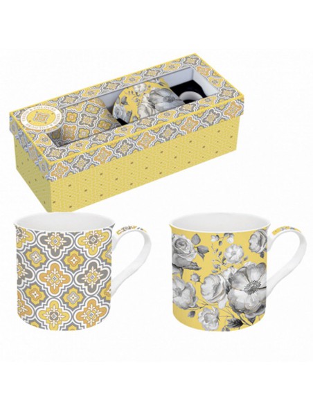 Coffret Mugs Dolce Vita Jaune en Porcelaine 30 cl Coffret Mugs Dolce Vita Jaune en Porcelaine 30 cl