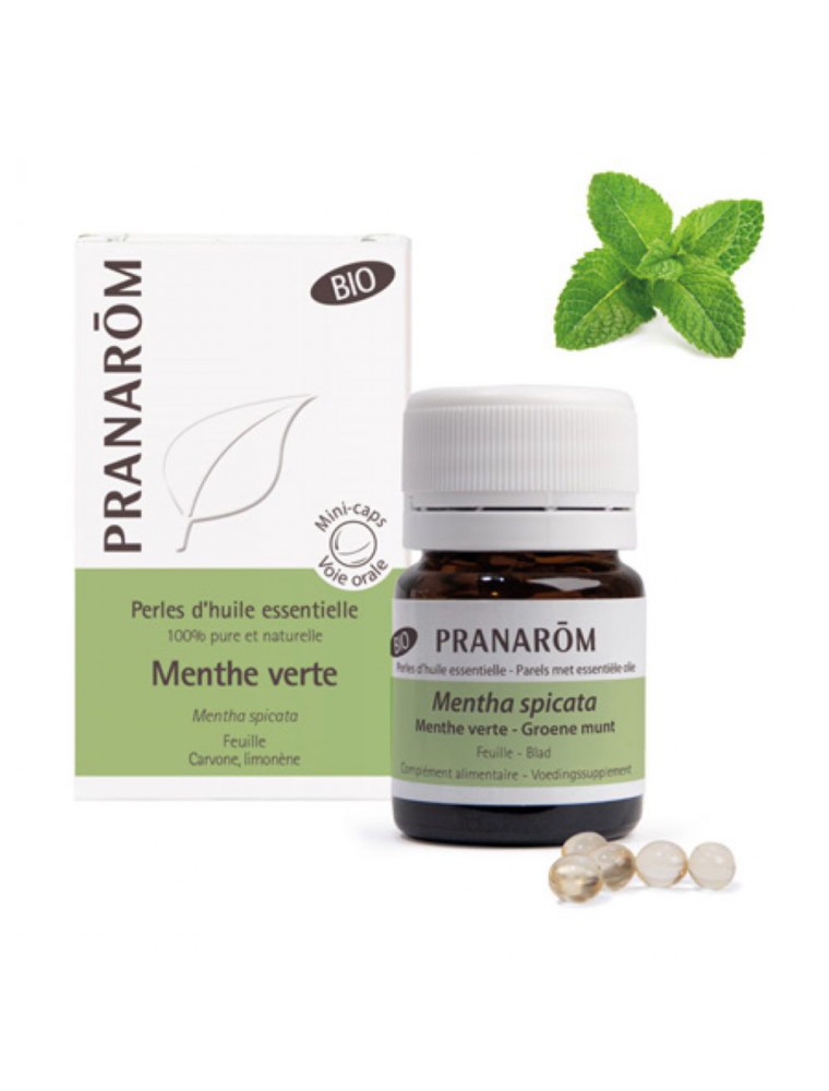 Menthe verte Bio - Perles d'huiles essentielles - Pranarôm