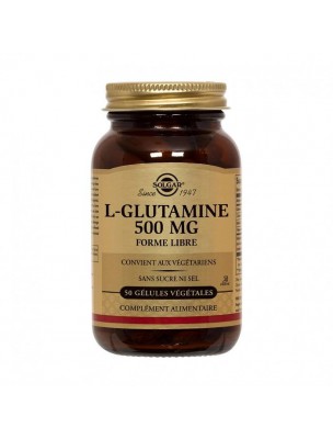 Image de L-Glutamine 500 mg - Acide Aminé 50 capsules - Solgar via Solgar - L-Glutathion réduit 50mg - Detoxifiant