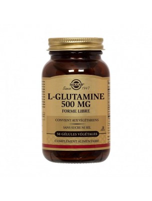 Image de L-Glutamine 500 mg - Amino Acid 50 capsules - Solgar depuis Amino acids necessary for the body
