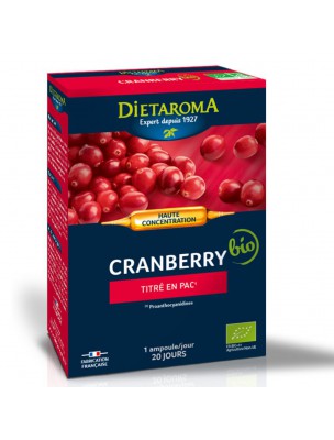 Image de C.I.P. Cranberry Bio - Système urinaire 20 ampoules - Dietaroma via Solgar - Cranberry (Canneberge) 400mg - Voies urinaires 60 gélules