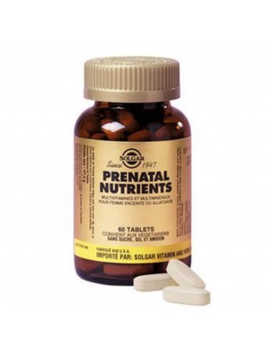 Image de Prenatal Nutrients - Vitamines Femmes enceintes et allaitantes 60 comprimés - Solgar depuis Complexes à base de vitamine A bénéfiques pour la vision et la peau