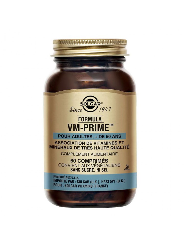 Image principale de la modale pour VM Prime - Multi-vitamines 50 ans et plus - 60 comprimés - Solgar
