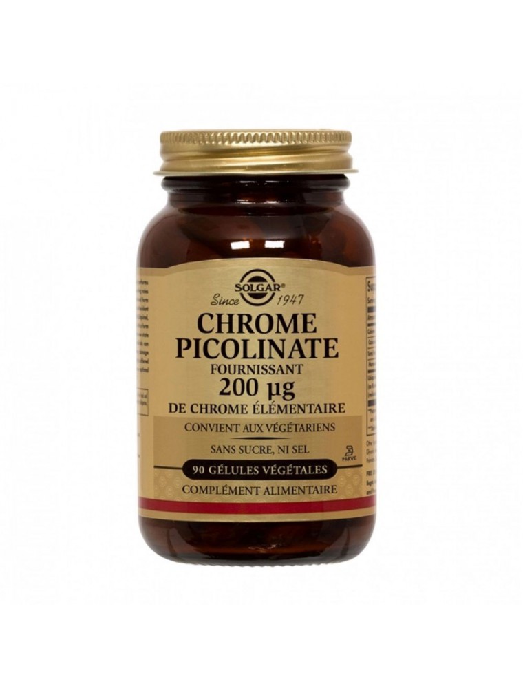 Image principale de la modale pour Chrome picolinate 200 ug - Envie de sucre et glycémie 90 gélules végétales - Solgar