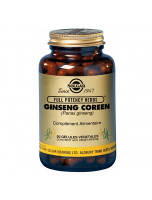 Image de Ginseng Coréen - Vitalité 50 gélules - Solgar depuis PrestaBlog