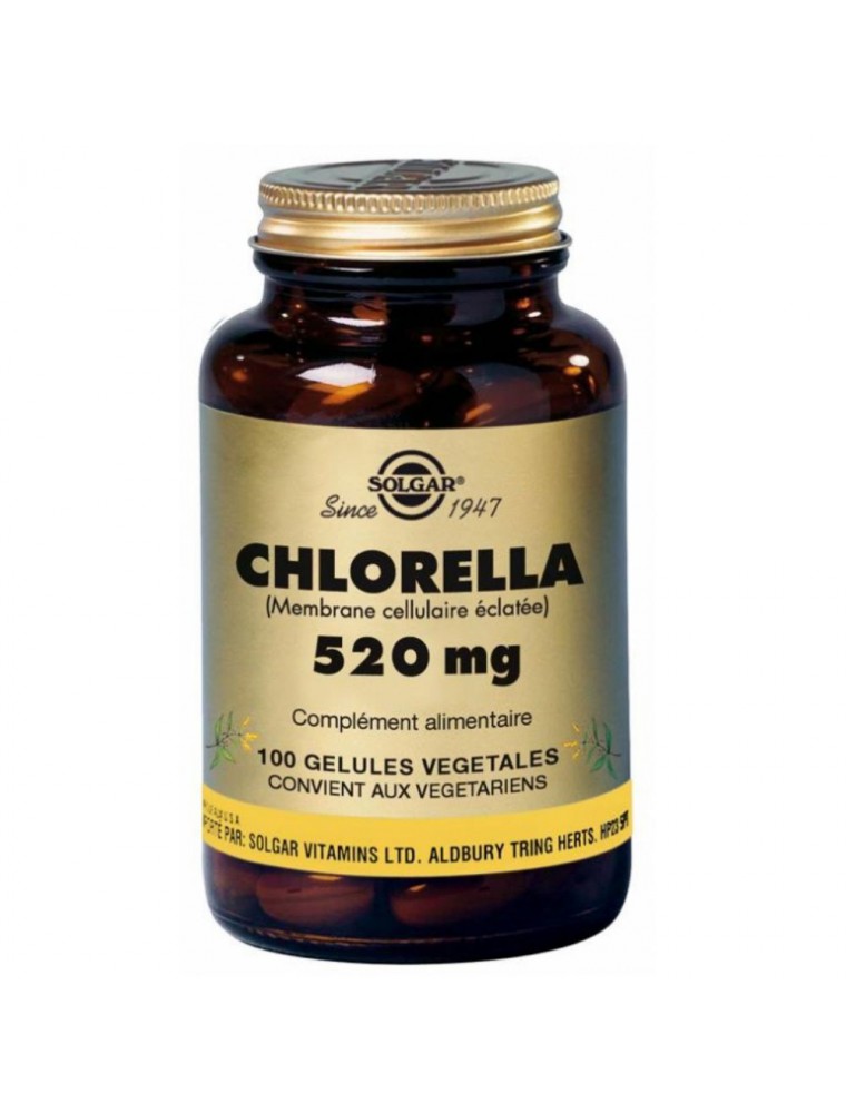 Chlorella 520mg - Depurative and Vitality 100 vegetarian capsules - Solgar