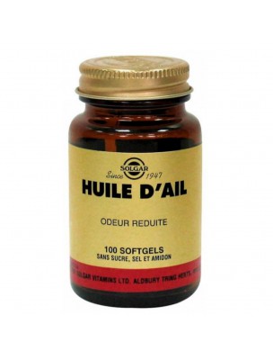 Image de Huile d'Ail - Cholestérol 100 softgels - Solgar depuis Commandez les produits Solgar à l'herboristerie Louis