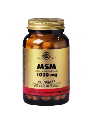 Image de MSM 1000mg - Soufre organique 60 tablettes - Solgar depuis Achetez les produits Solgar à l'herboristerie Louis