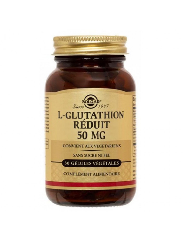 Image principale de la modale pour L-Glutathion réduit 50mg - Detoxifiant 30 gélules végétales - Solgar