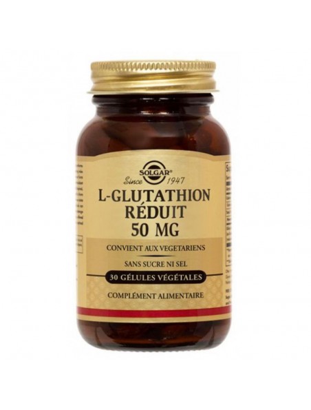 Image principale de L-Glutathion réduit 50mg - Detoxifiant 30 gélules végétales - Solgar