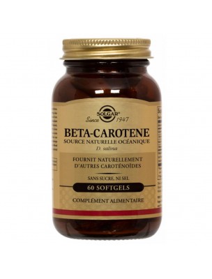 Image de Bêta-carotène 7 mg - Bronzage et Vision 60 softgels - Solgar depuis Découvrez nos compléments alimentaires naturels
