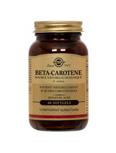 Image principale de Bêta-carotène 7 mg - Bronzage et Vision 60 softgels - Solgar