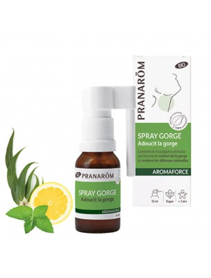 Image de Aromaforce Spray Gorge Bio - Apaisant 15 ml - Pranarôm depuis Synergies d'huiles essentielles respiratoires pour l'hiver