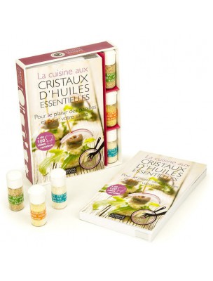 Image de Coffret "La cuisine aux cristaux d'huiles essentielles" - Livre et cristaux d'huiles essentielles via Matcha Coco Bio - Boisson instantanée 150 g - Aromandise